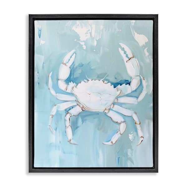 White Coastal Crab by Arlington Prints Black Floater Frame Animal Graphic Art Print 21 in. x 17 in.