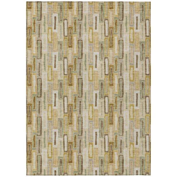 Chantille Machine Washable Indoor/Outdoor Abstract ACN3054 Gold 5 ft. x 7 ft. 6 in. Area Rug