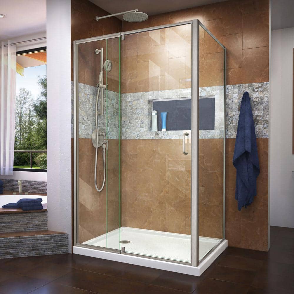 Flex 48" x 36" Chrome Semi-Frameless Pivot Shower Enclosure