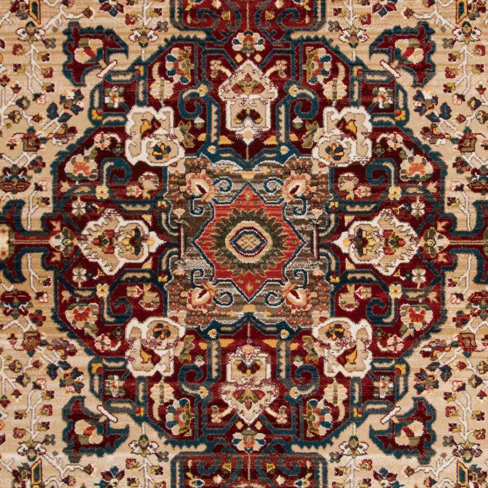 Ivory and Red 9' x 12' Synthetic Reversible Area Rug