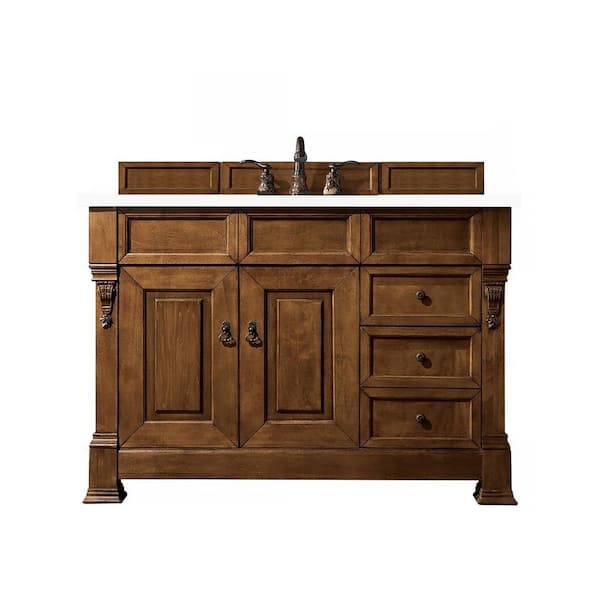 James Martin Vanities Brookfield 48 in. W x 23.5 in.D x 34.3 in. H Single Bath Vanity in Country Oak with Quartz Top in Classic White