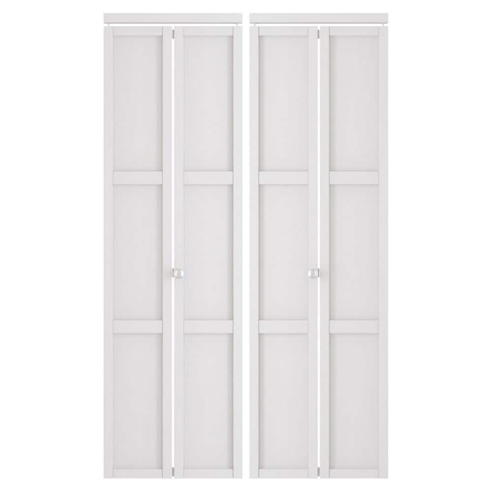 72 in. x 80 in. 3-Panel, Solid Core Wood, White PVC Covering, MDF, Interior Bi-Fold Door for Closet with Hardware Kits price history on PriceWatchPro