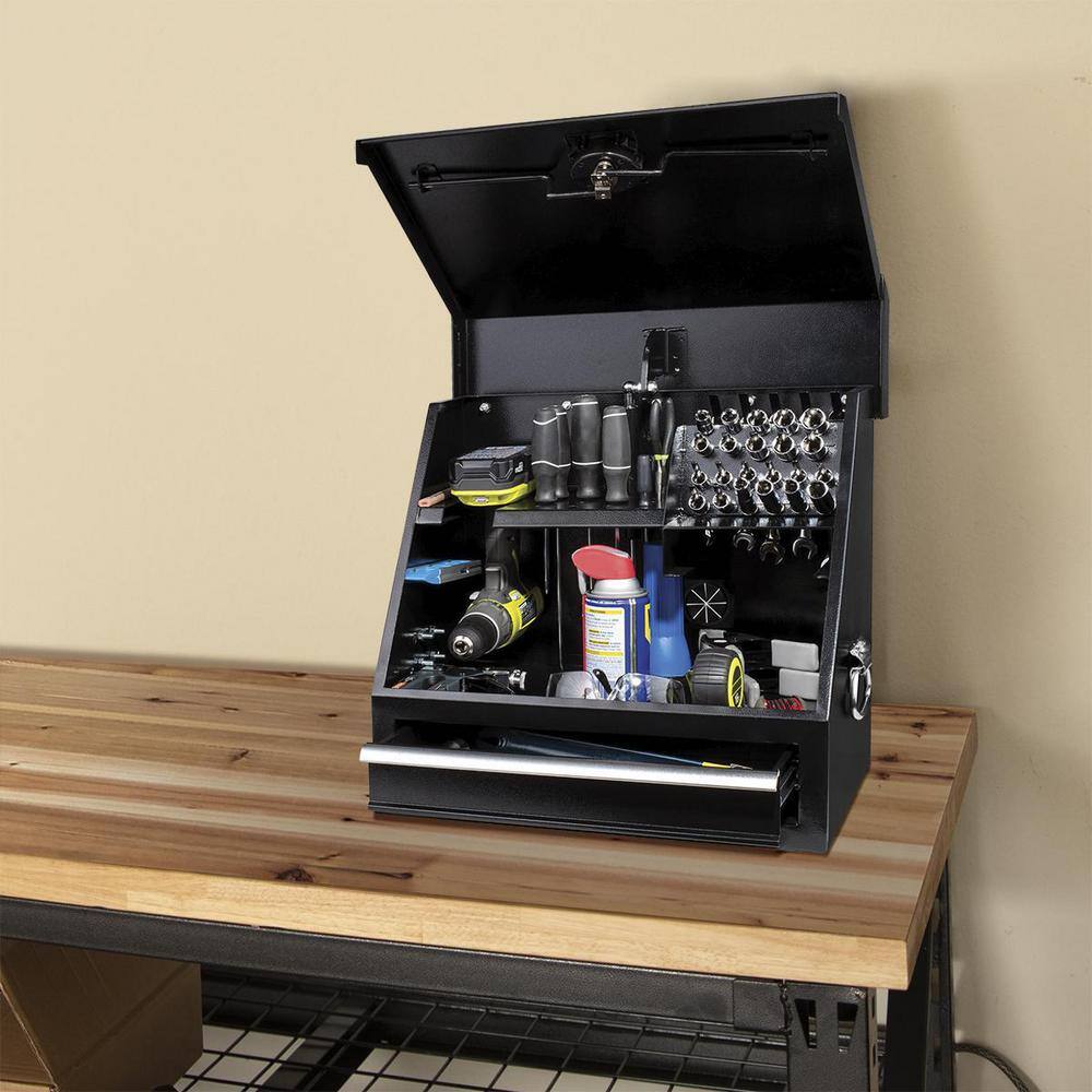 Black Steel 18" Lockable Triangle Shopbox with Drawer