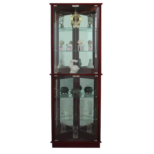 3 Sided Lighted Corner Curio Cabinet, Corner Curio Cabinets With Lights