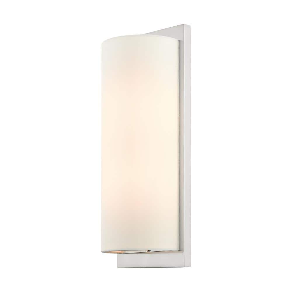 Brushed Nickel 2-Light Sconce with Off-White Fabric Shade