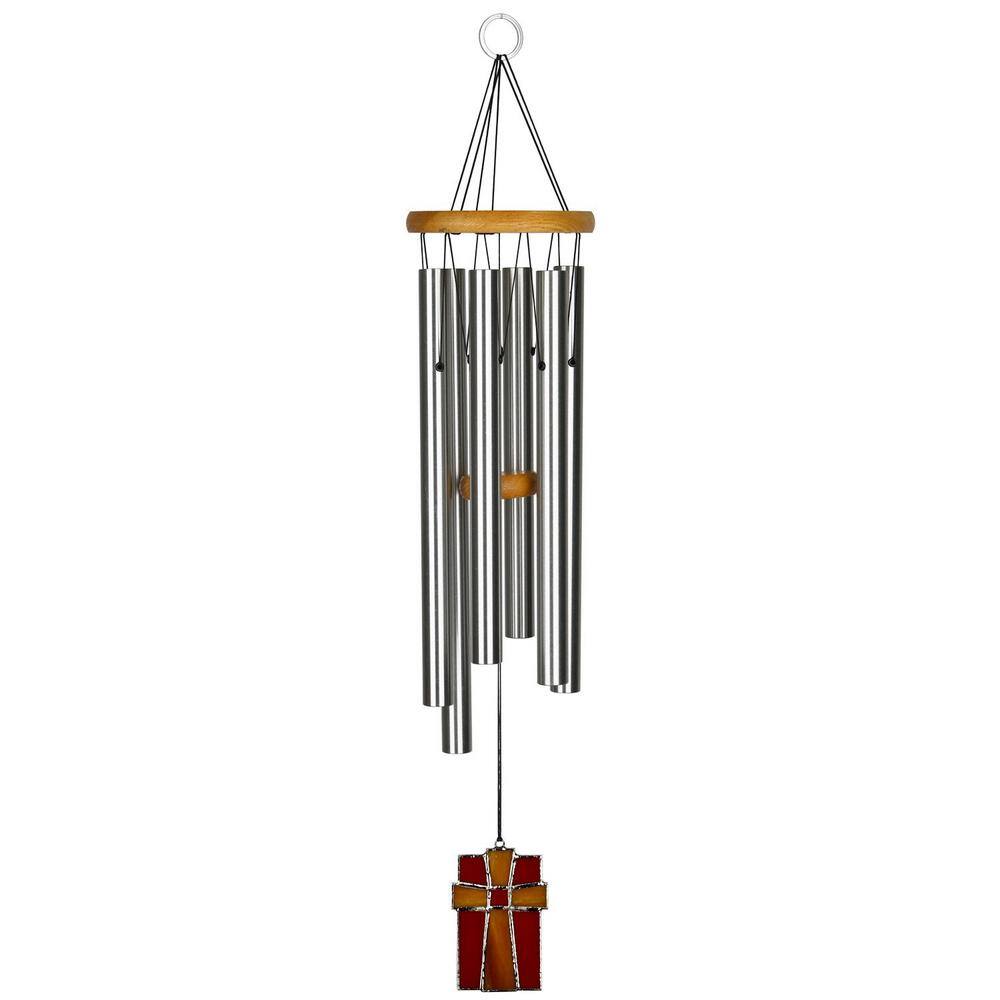 Amazing Grace 28" Stained Glass Wind Chime with Ash Wood Top