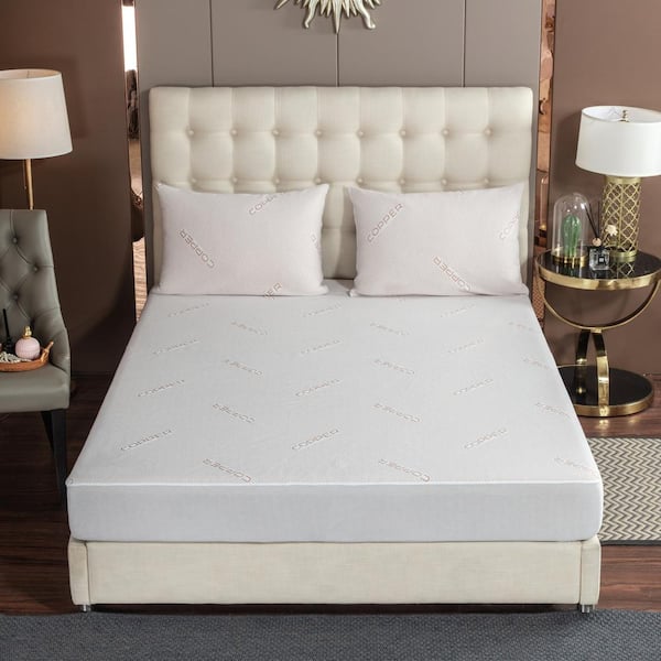 BIBB HOME Copper Infused Twin Waterproof Mattress Pad