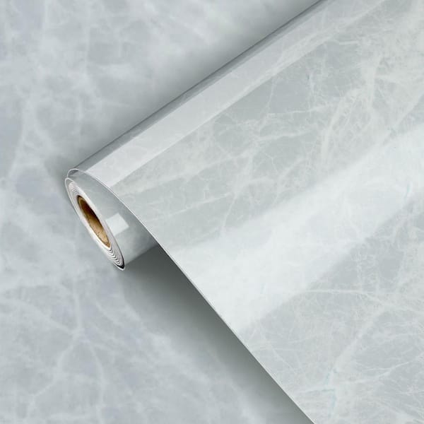 Marble Peel and Stick Wallpaper for Countertops Self Adhesive and Removable Cover Surfaces (Gray, 23.6 in. x 196.8 in.)