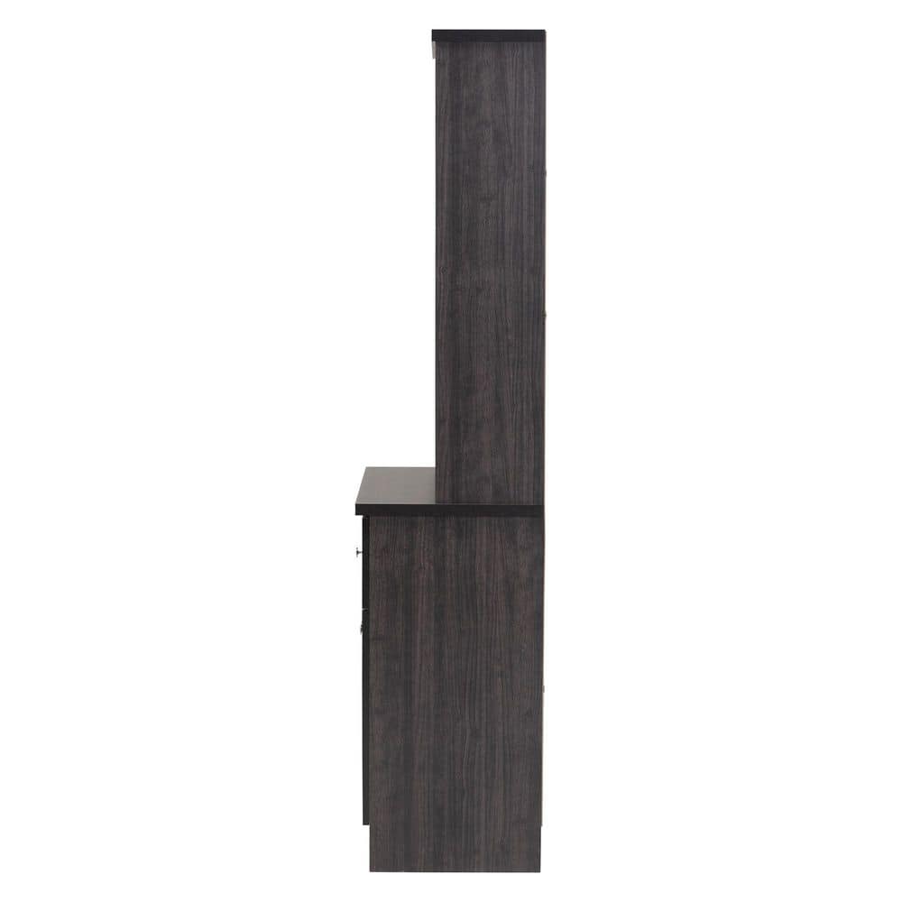 Elegant Dark Espresso Engineered Wood and PU Veneer China Cabinet