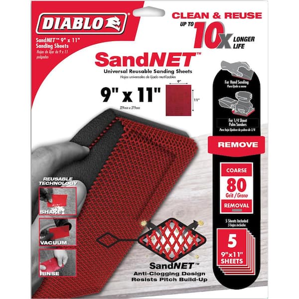 DIABLO 9 in. x 11 in. 80-Grit SandNET Universal Reusable Sanding Sheet