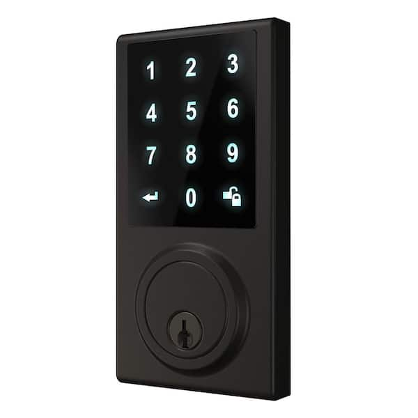 DELANEY HARDWARE Black Touchscreen ZWave Single Cylinder Smartlock Deadbolt with Camera Gateway