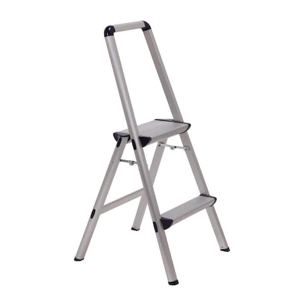 XTEND+CLIMB Ultra 2-Step Light Weight Aluminum Stool Folding Step Stool with Handle ANSI Type II 225 lbs. Duty Rating