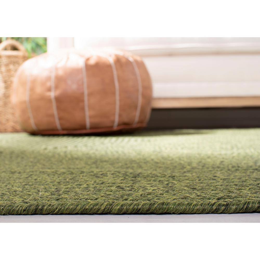 Green Oval Braided Synthetic 3' x 5' Area Rug