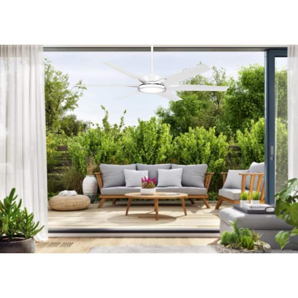 Deco 65 in. CCT Integrated LED Indoor/Outdoor Flat White Ceiling Fan with Remote Control