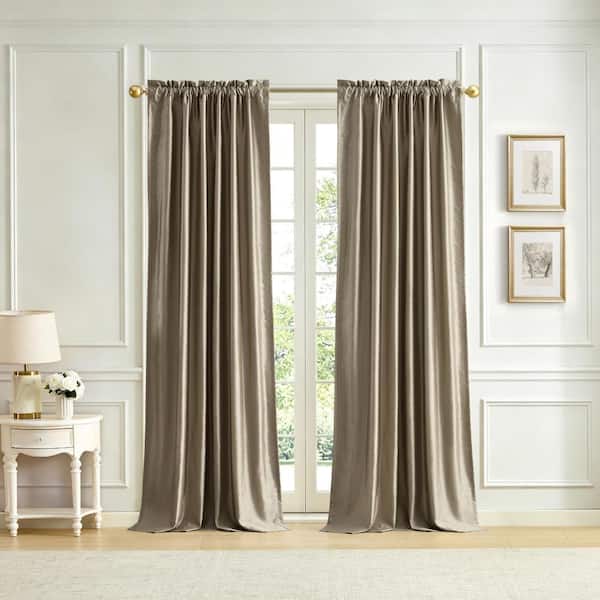 Imperial Faux Silk Window Curtain, Taupe - 52"W x 84"L
