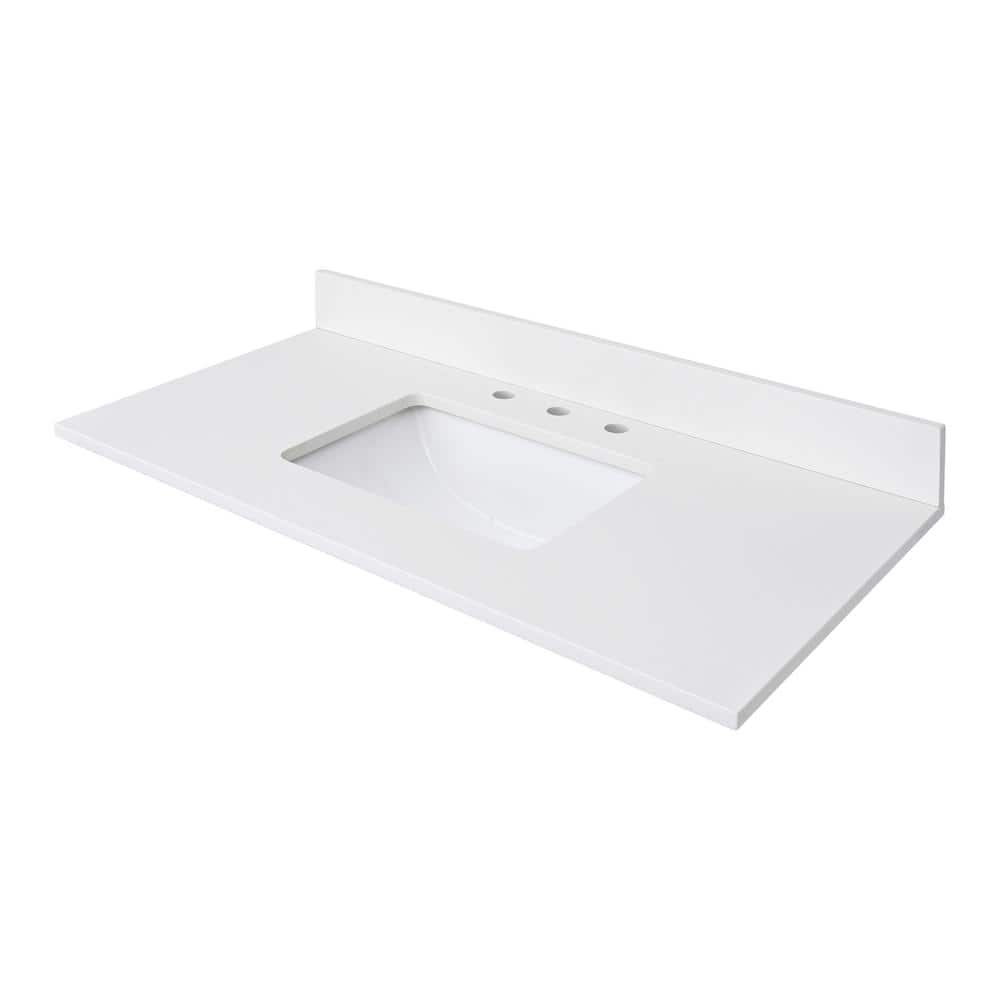 43'' Everest White Quartz Single Sink Bathroom Vanity Top