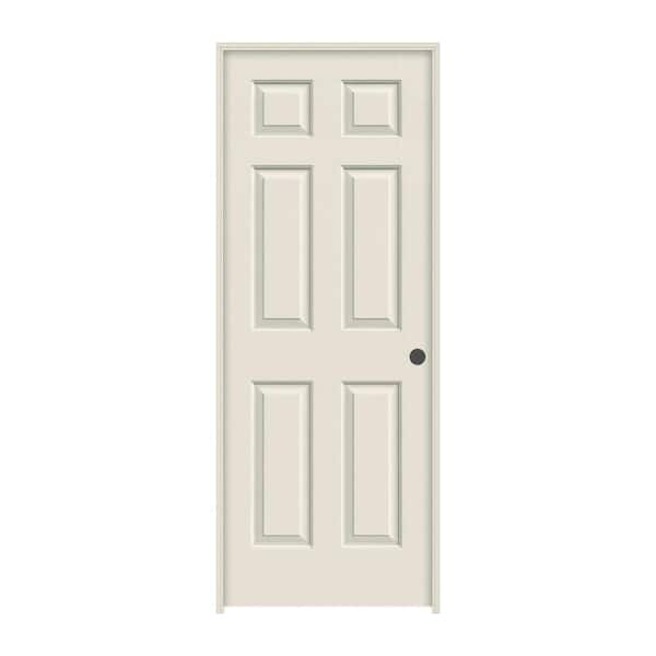 JELD-WEN 28 in. x 80 in. 6 Panel Colonist Primed Left-Hand Textured Molded Composite Single Prehung Interior Door