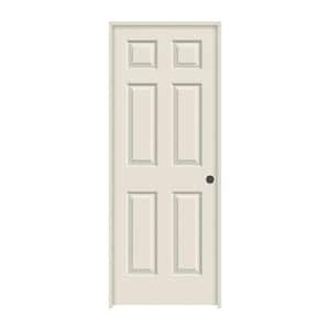 30 in. x 80 in. 6 Panel Colonist Primed Left-Hand Textured Solid Core Molded Composite MDF Single Prehung Interior Door