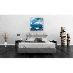 38 in. x 38 in. "Glistening Tide A" Frameless Free Floating Tempered Glass Panel Graphic Art Wall Art
