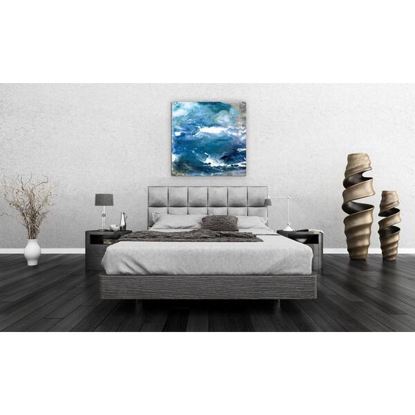 Empire Art Direct 38 in. x 38 in. "Glistening Tide A" Frameless Free Floating Tempered Glass Panel Graphic Art Wall Art
