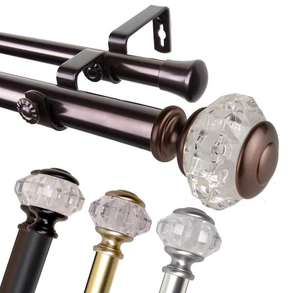 EMOH 1 Inch Dia 66-120" Adjustable Chaste Double Curtain Rod in Gold