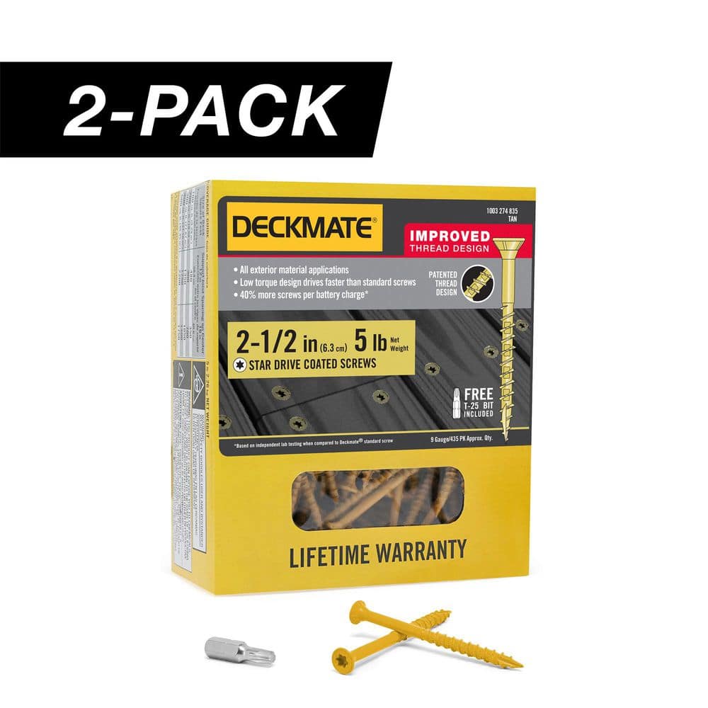 2-Pack #9 x 2-1/2 in. Tan Star Drive Flat-Head Wood Deck Screw (10 lb / 870-Piece) price history on PriceWatchPro