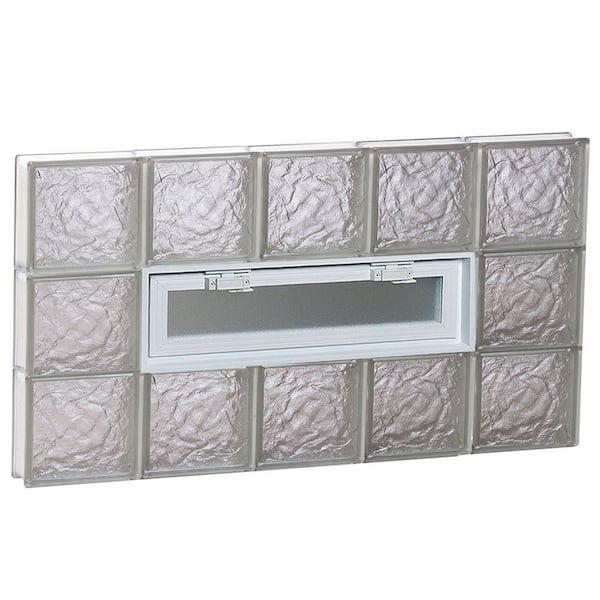 Clearly Secure 38.75 in. x 23.25 in. x 3.125 in. Frameless Ice Pattern Vented Glass Block Window