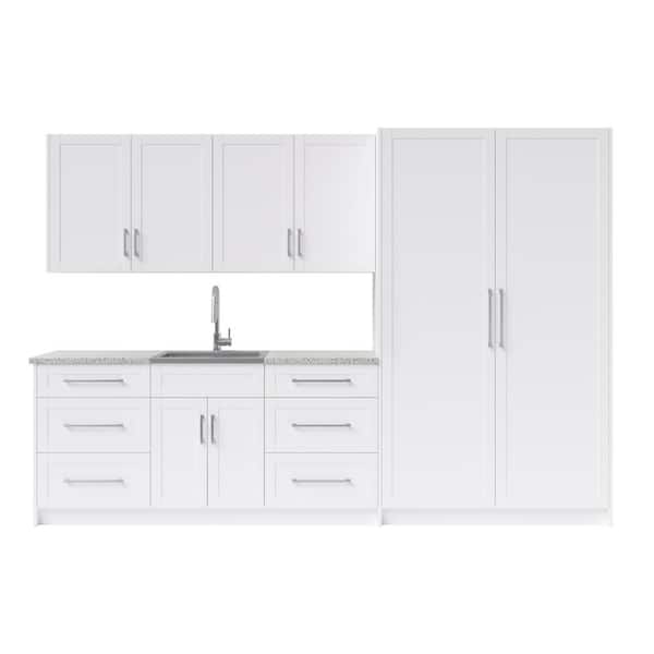 NewAge Products Home 11-Piece Kitchen Cabinet Set with Pantry Cabinet And Sink, White