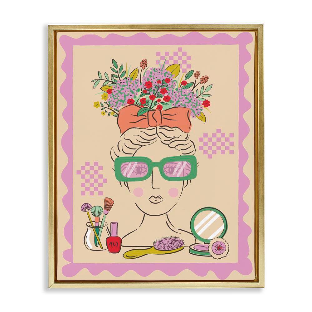 Makeup and Fashion Boudoir by Lisa Perry Whitebutton Gold Floater Frame People Graphic Art Print 31 in. x 25 in. price history on PriceWatchPro