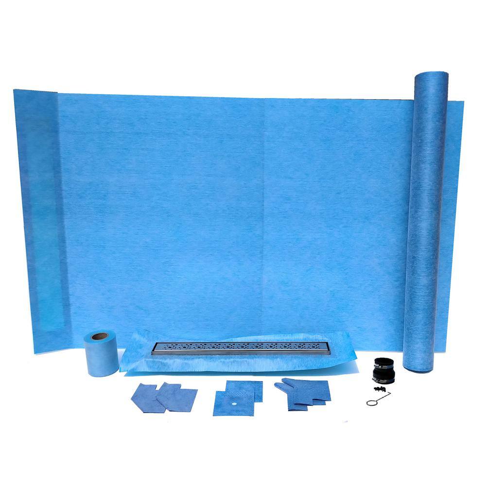 ALINO 36 in. x 60 in. Linear Wall/End Drain Shower Kit with 30 in. 2in1 (Stainless steel/Tile