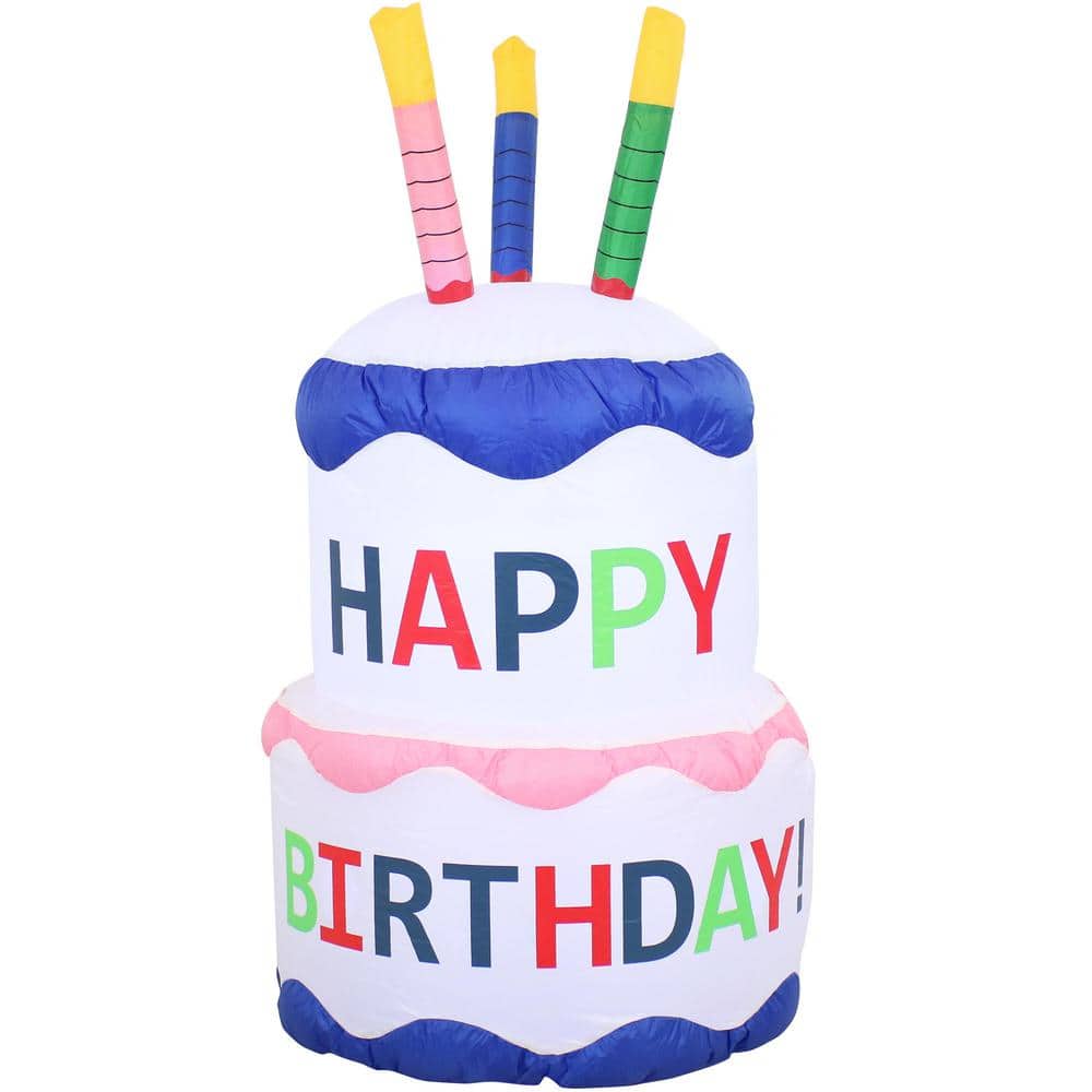 Amazon.com: 6 Foot Tall Happy Birthday Cake Inflatable with Candles Lighted  Blowup Party Decoration for Outdoor Indoor Home Celebration Garden Yard  Prop : Patio, Lawn & Garden