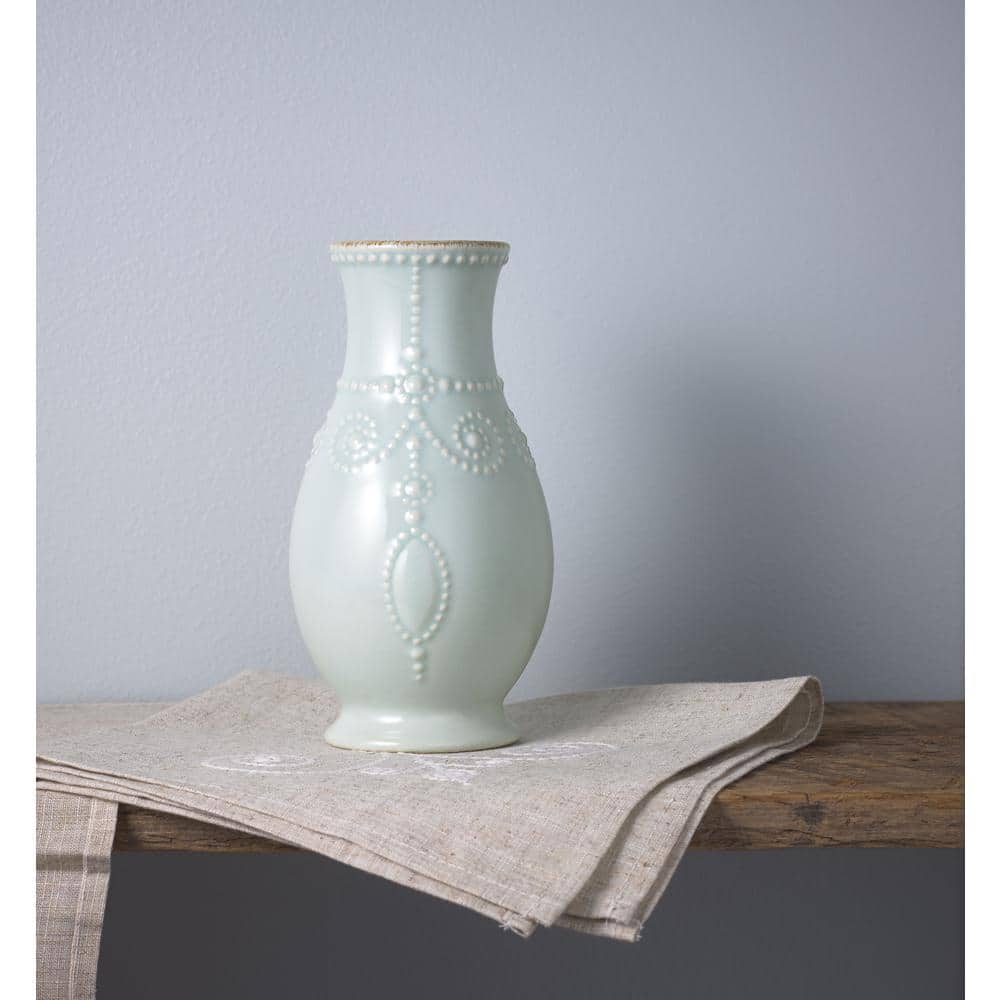 Ice Blue Ceramic Fluted Table Vase 8.7''