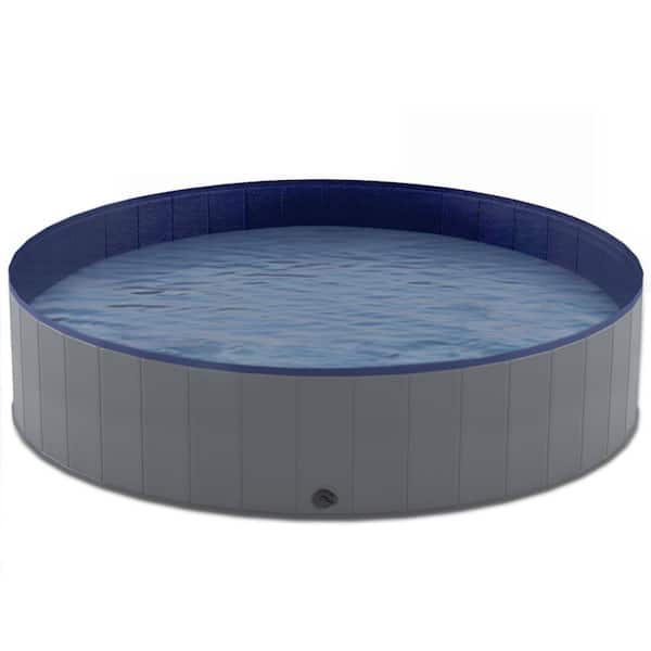 72x12in Foldable Collapsible Plastic Dog Pool,Portable Wading/Bath Tub for Large Pets, Indoor/Outdoor Use,Gray