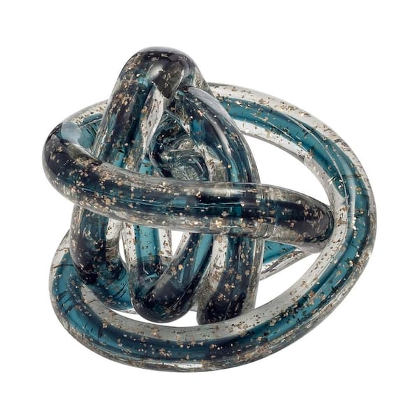 Liv & Skye Blue 4 in. x 4 in. Glass Abstract Knotted Sculpture