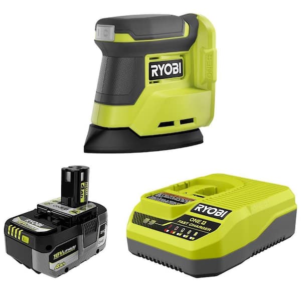 ONE+ 18V Cordless Corner Cat Finish Sander with ONE+ 18V HIGH PERFORMANCE 4.0 Ah Battery and Charger