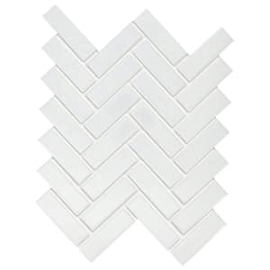 Restore Bright White Glossy 9 in. x 12 in. Glazed Ceramic Herringbone Mosaic Tile (6 sq. ft./Case)
