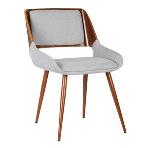 Panda 31 in. Gray Fabric and Walnut Wood Finish Mid-Century Dining Chair