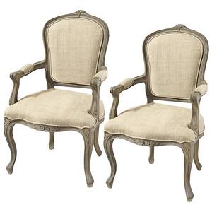 The Carlisle Louis XV Walnut Brown Arm Chair (Set of 2)