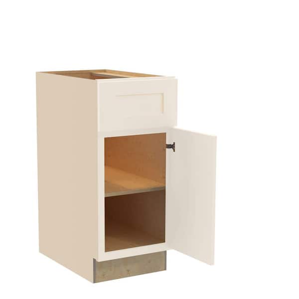 Home Decorators Collection Newport 12 in. W x 21 in. D x 34.5 in. H Assembled Plywood Base Bath Cabinet in Blended Cream with Soft Close RH