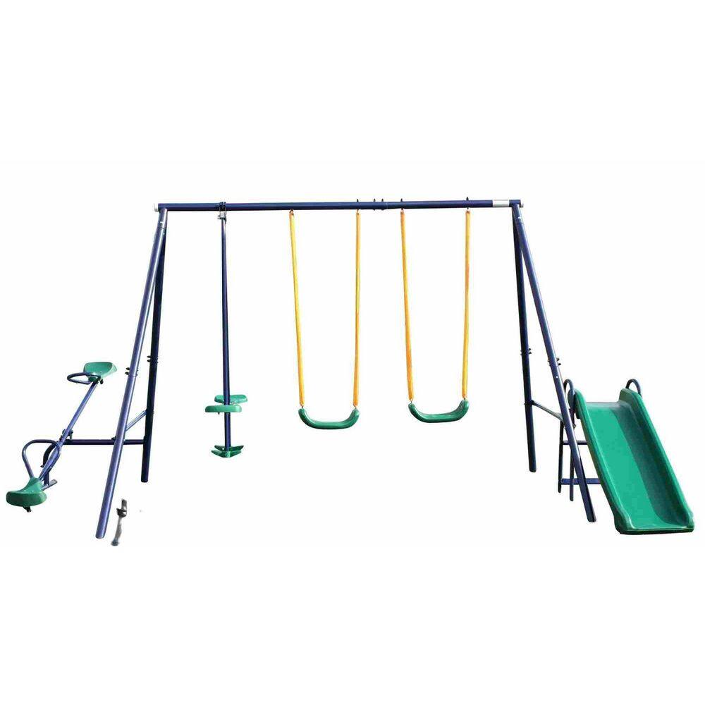 Blue Outdoor Metal Swing Set with Slide price history on PriceWatchPro