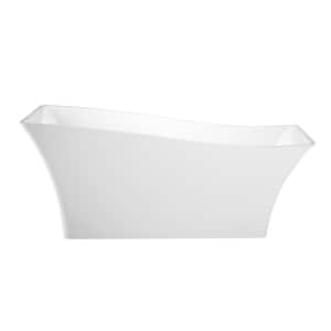 Melanie 68 in. Acrylic Slipper Flatbottom Non-Whirlpool Bathtub in White with Integral Drain in White