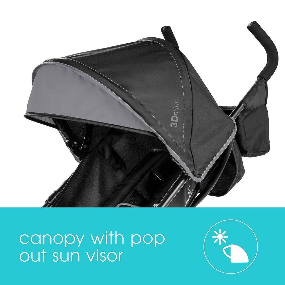 Gray Steel Lightweight Umbrella Stroller with Sun Visor