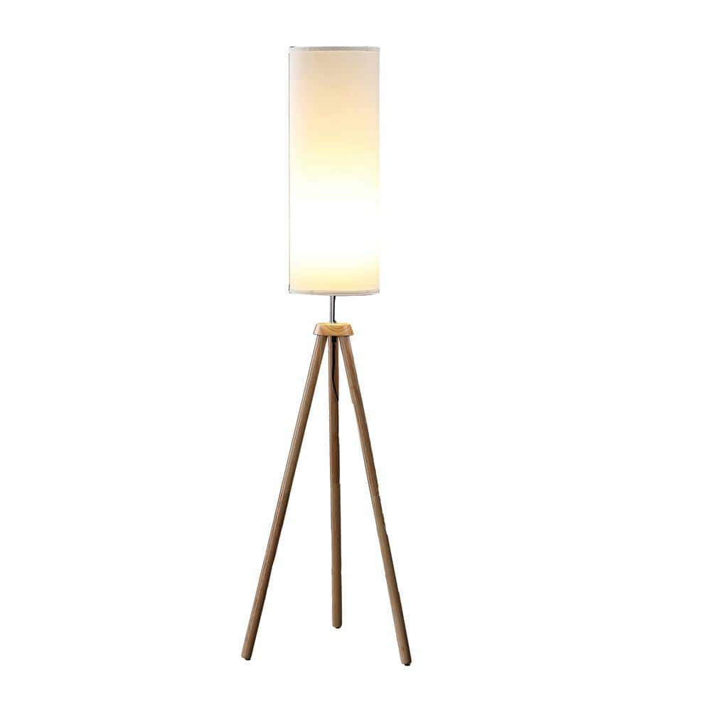 Lauren 58.5" White Linen Shade Tripod Floor Lamp
