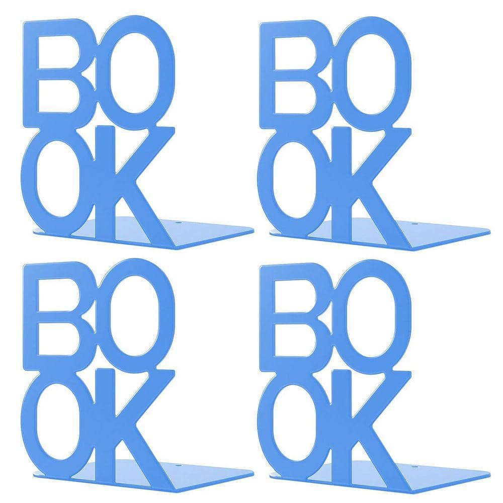 Bookbind Blue Blue 5 in. x 5.4 in. Metal Modern Bookend, 2-Pair Z0DHCV63KN - The Home ...