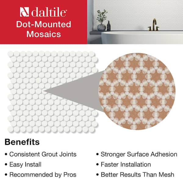 Restore Satin White 10 in. x 11 in. Glazed Ceramic Penny Round Mosaic Tile (0.83 sq. ft./Piece)
