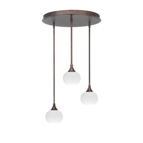 Unbranded Villa 3 Light Bronze Pendant, Cluster Pendant Light with 7 in. White Muslin Glass Shades, No Bulbs Included