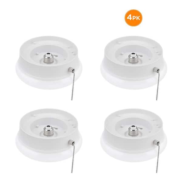 Commercial Electric Spin Light 7 in. Closet Light with Pull Chain LED Flush Mount Ceiling Light 830 Lumens Bright White 4000K (4-Pack)