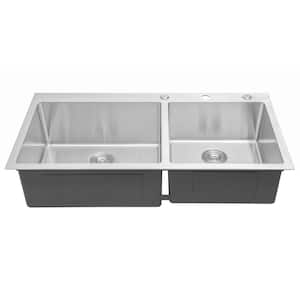 Drop-in Top Mount 16-Gauge Stainless Steel 42-7/8 in. x 21-1/2 in. x 10 in. 60/40 Offset Double Bowl Kitchen Sink