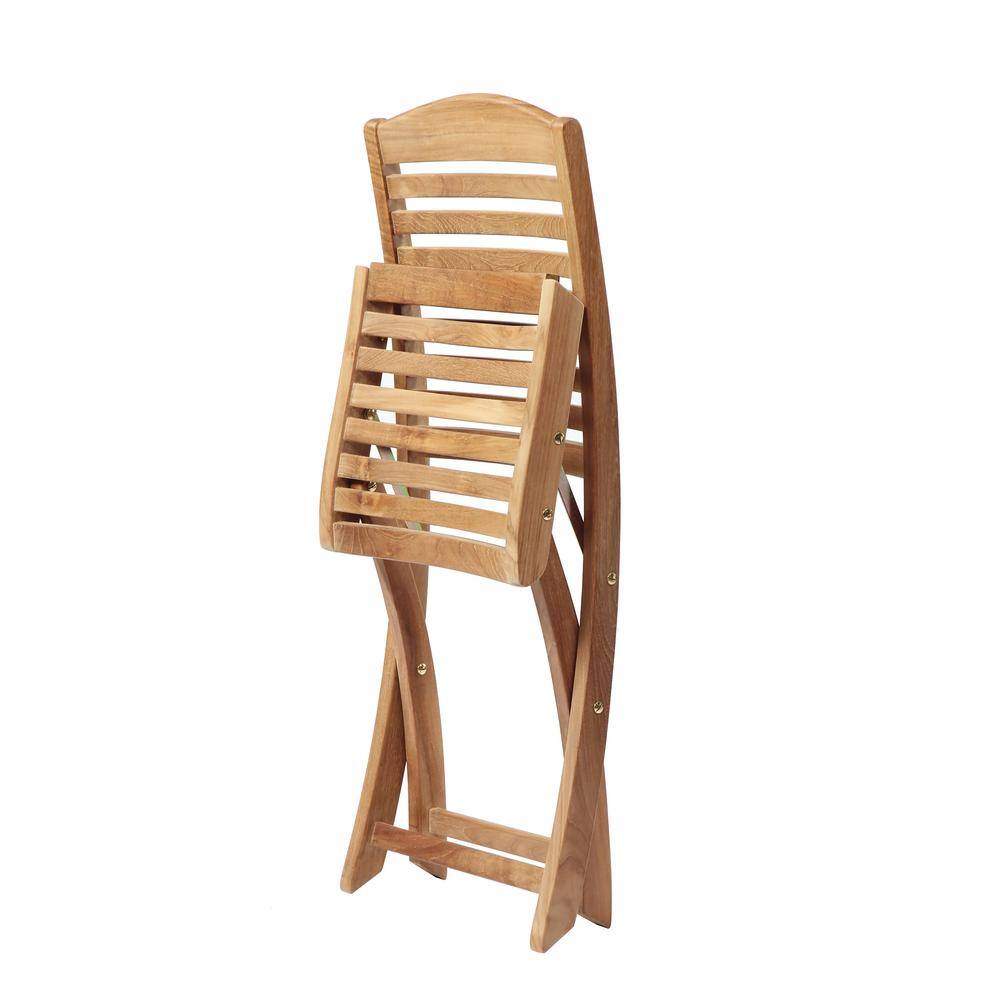 Manhattan Teak Armless Folding Chair with Curved Backrest