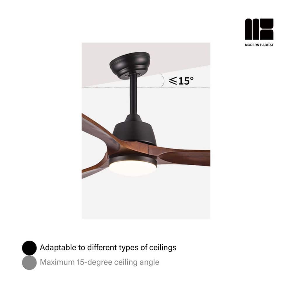 AuraVista 52-Inch Black and Medium Red Oak Ceiling Fan with LED Light and Remote